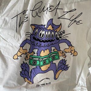 Quiet Life Shaky Cat Long Sleeve Tee - M - White